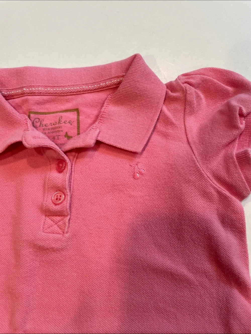The Children's Place Pink Polo Top with Blue Denim Ruffle Skirt